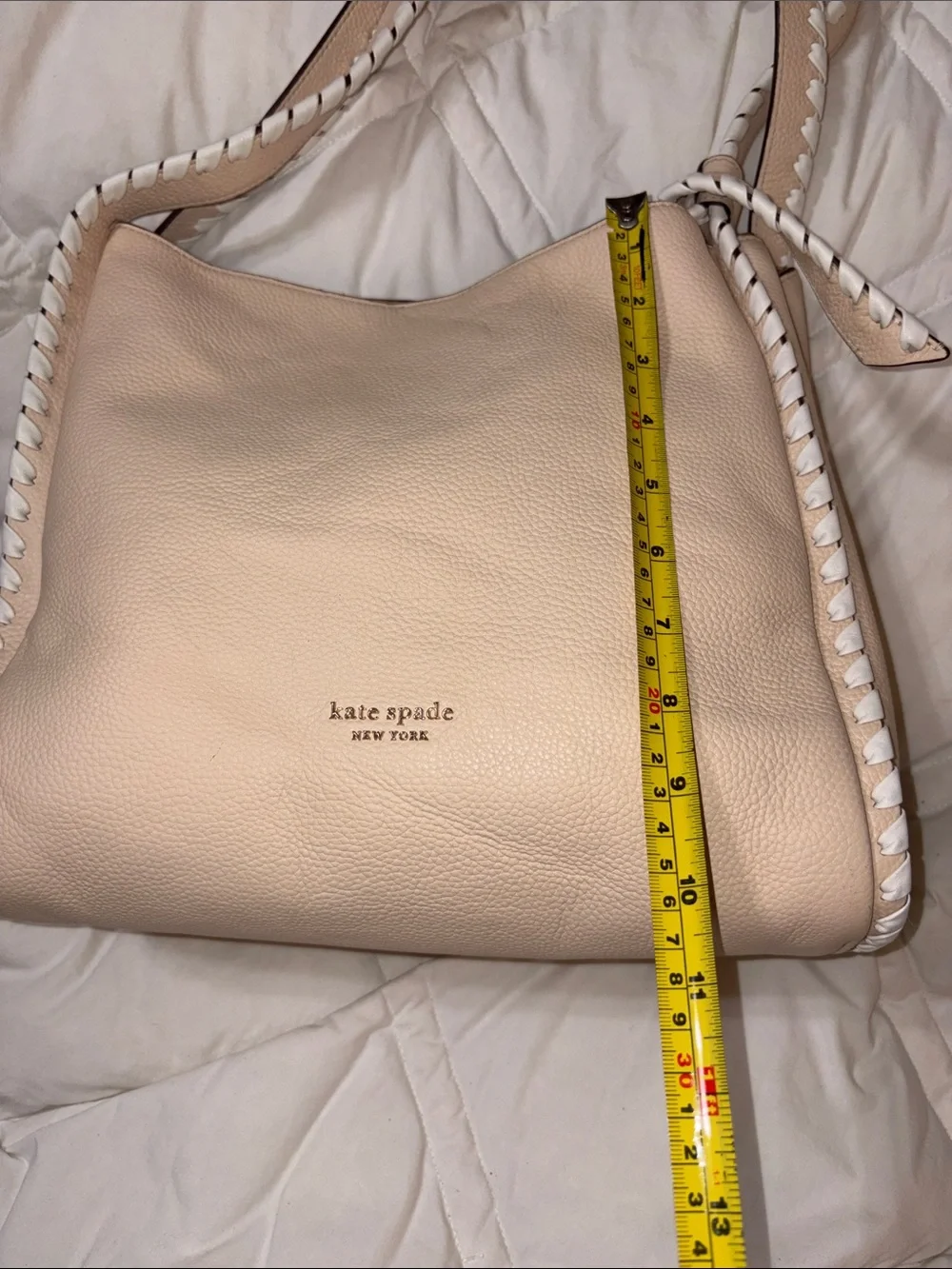 HTF Kate Spade Knott Whipstitched Large Handbag tote bag in Cream/Light Tan